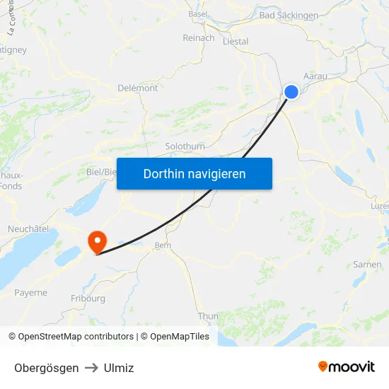 Obergösgen to Ulmiz map