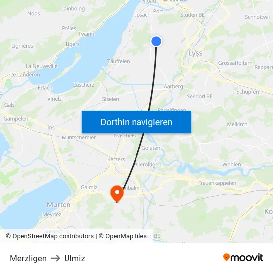 Merzligen to Ulmiz map