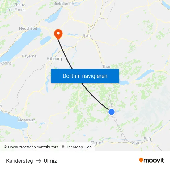Kandersteg to Ulmiz map