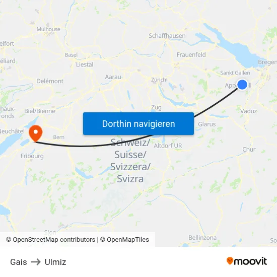 Gais to Ulmiz map