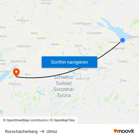 Rorschacherberg to Ulmiz map