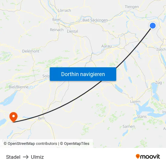 Stadel to Ulmiz map