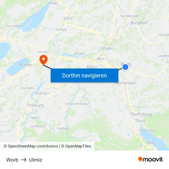 Worb to Ulmiz map