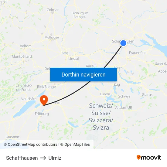 Schaffhausen to Ulmiz map