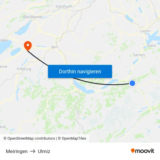 Meiringen to Ulmiz map