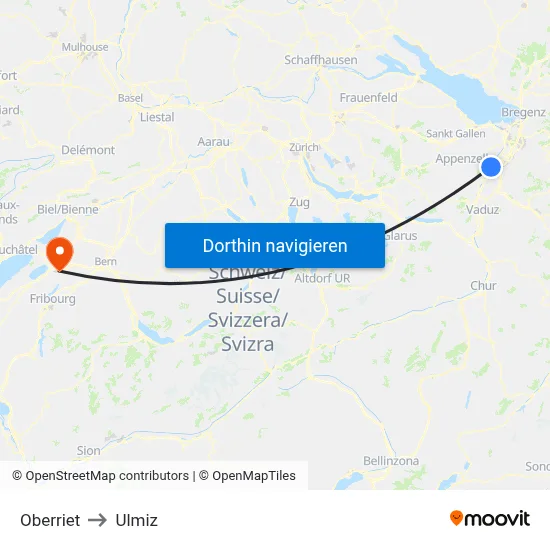Oberriet to Ulmiz map