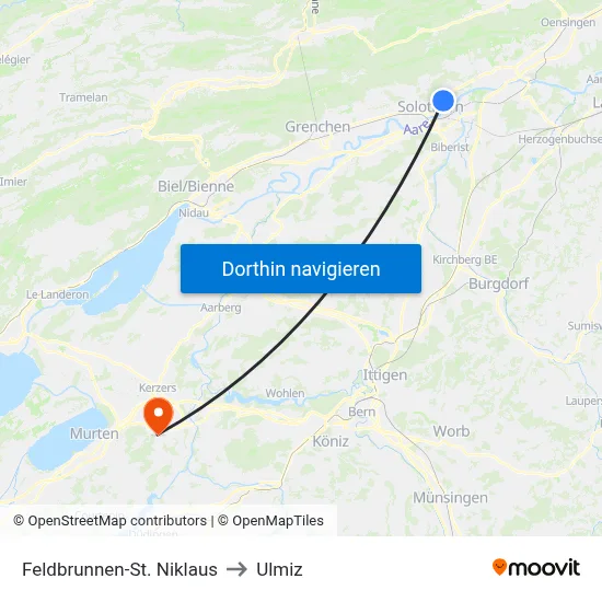 Feldbrunnen-St. Niklaus to Ulmiz map