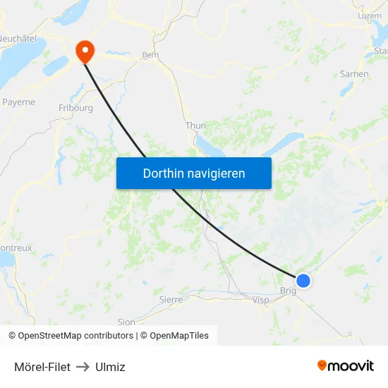 Mörel-Filet to Ulmiz map