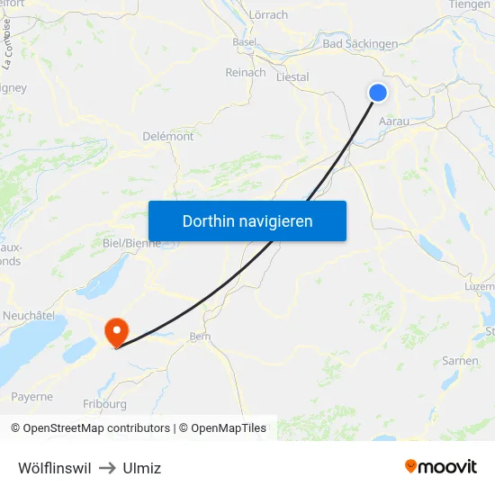 Wölflinswil to Ulmiz map