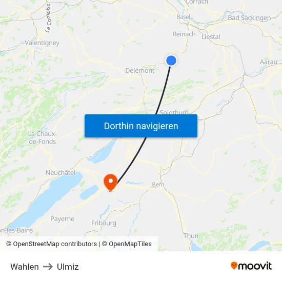 Wahlen to Ulmiz map