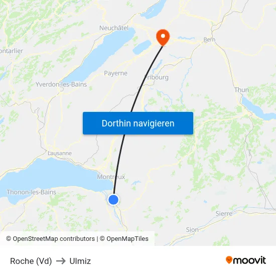Roche (Vd) to Ulmiz map