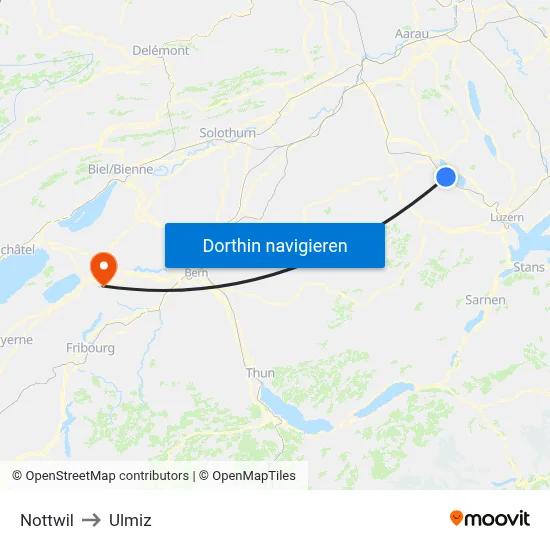 Nottwil to Ulmiz map