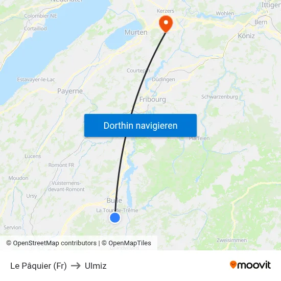 Le Pâquier (Fr) to Ulmiz map