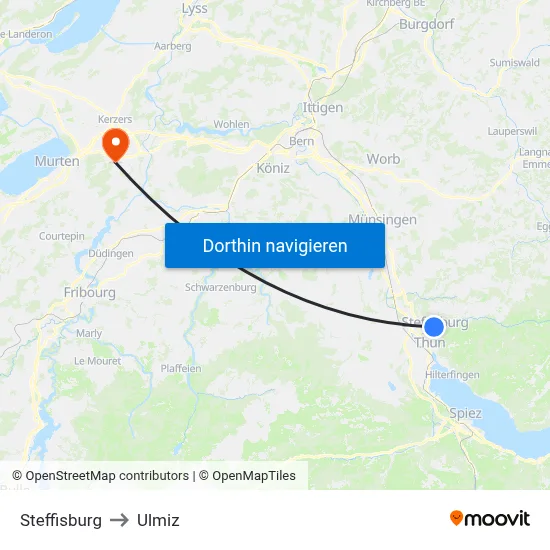 Steffisburg to Ulmiz map
