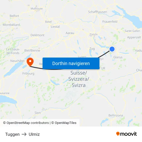 Tuggen to Ulmiz map