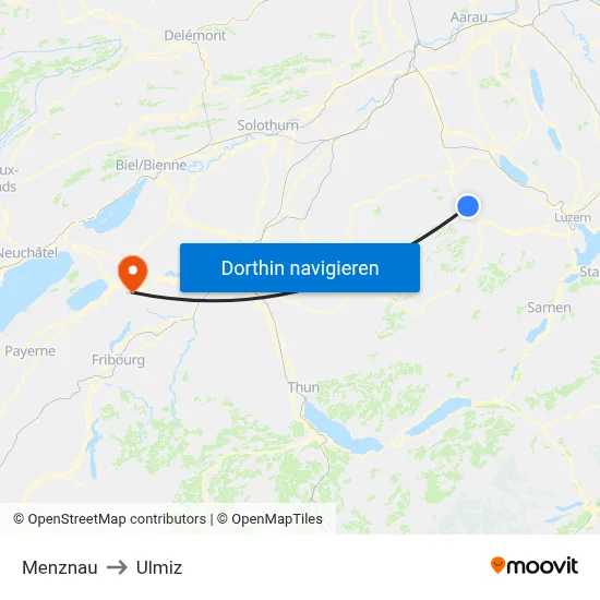 Menznau to Ulmiz map