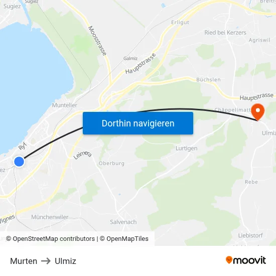Murten to Ulmiz map