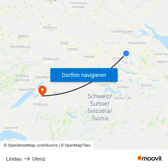 Lindau to Ulmiz map