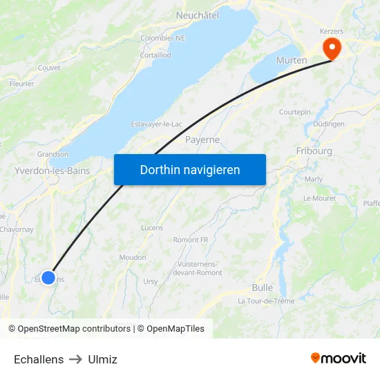 Echallens to Ulmiz map
