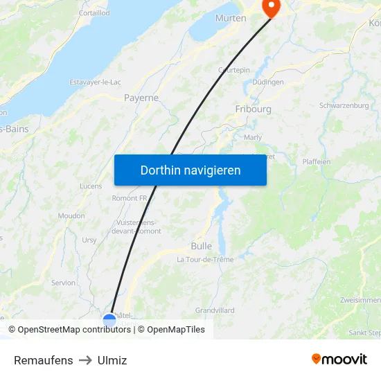Remaufens to Ulmiz map