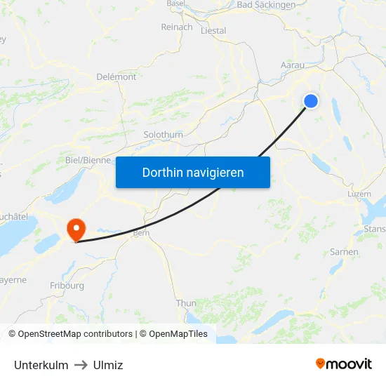 Unterkulm to Ulmiz map