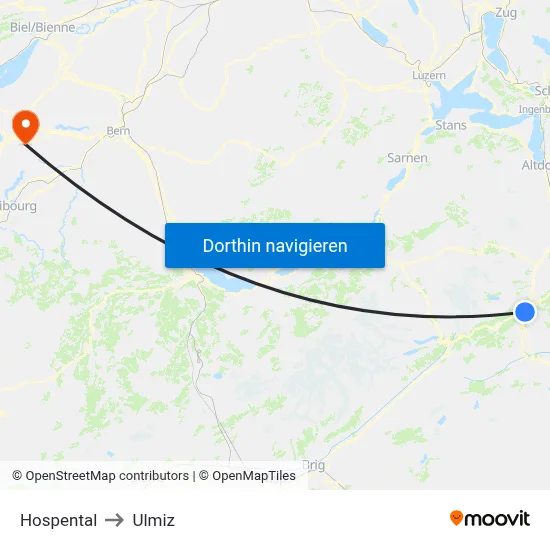 Hospental to Ulmiz map