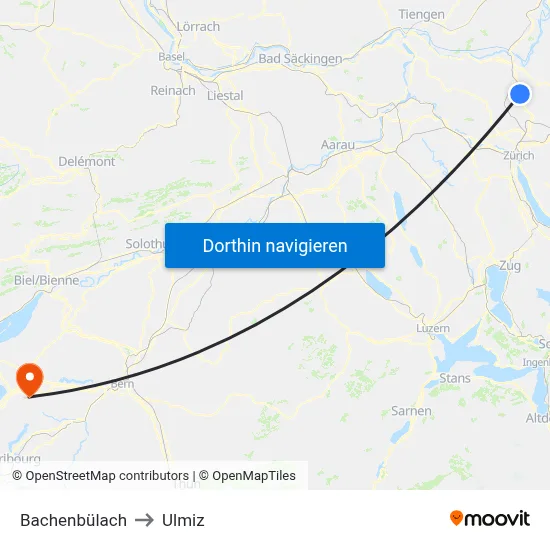 Bachenbülach to Ulmiz map