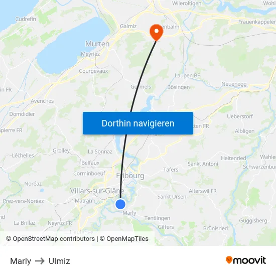 Marly to Ulmiz map