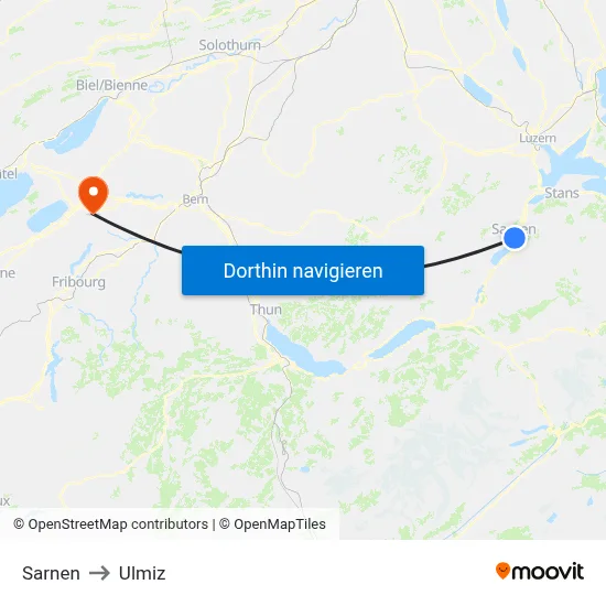 Sarnen to Ulmiz map