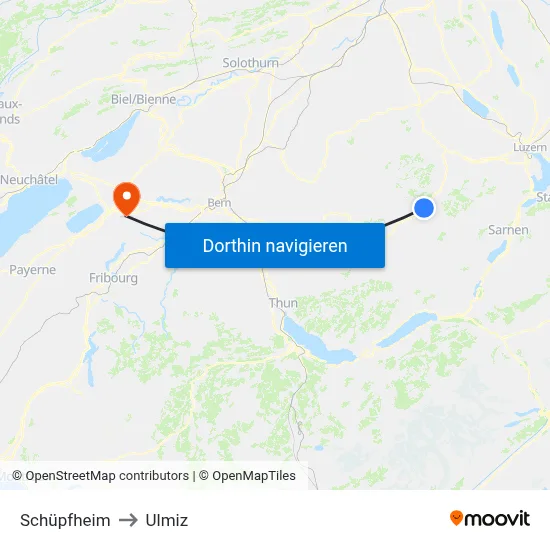 Schüpfheim to Ulmiz map