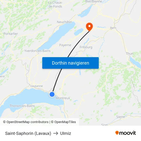 Saint-Saphorin (Lavaux) to Ulmiz map