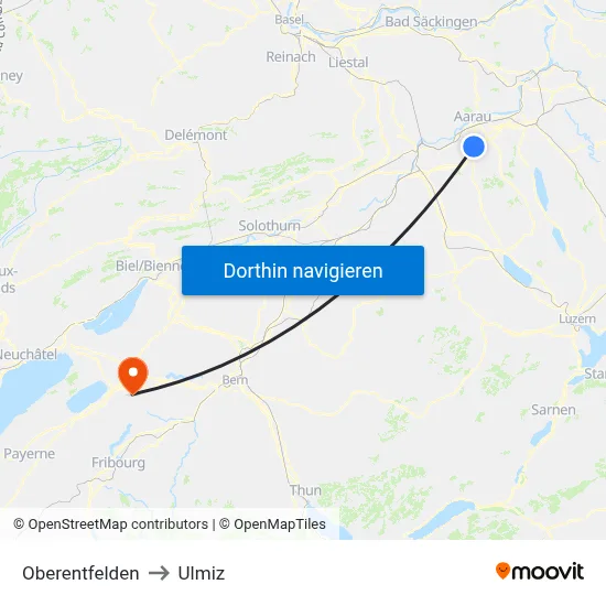 Oberentfelden to Ulmiz map