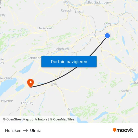 Holziken to Ulmiz map