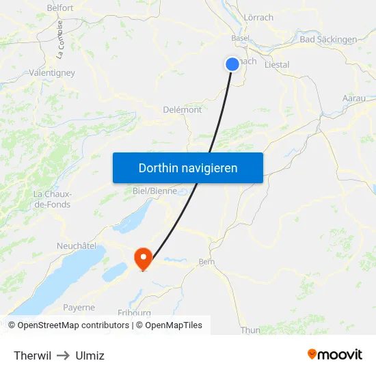 Therwil to Ulmiz map
