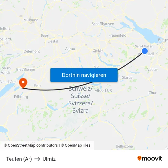 Teufen (Ar) to Ulmiz map