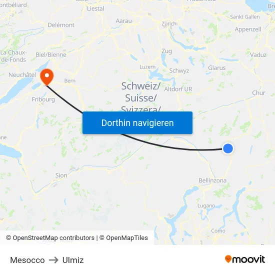 Mesocco to Ulmiz map