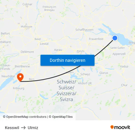 Kesswil to Ulmiz map
