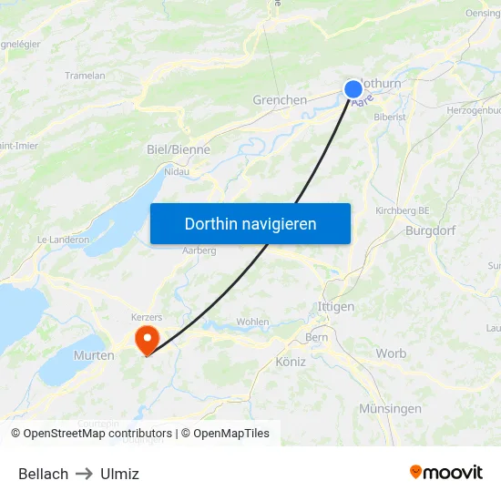 Bellach to Ulmiz map