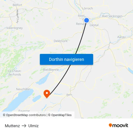 Muttenz to Ulmiz map