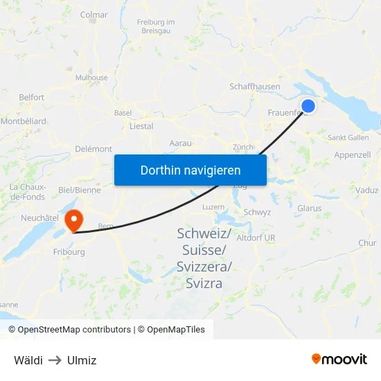 Wäldi to Ulmiz map