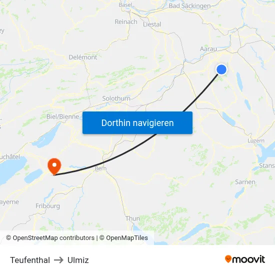 Teufenthal to Ulmiz map