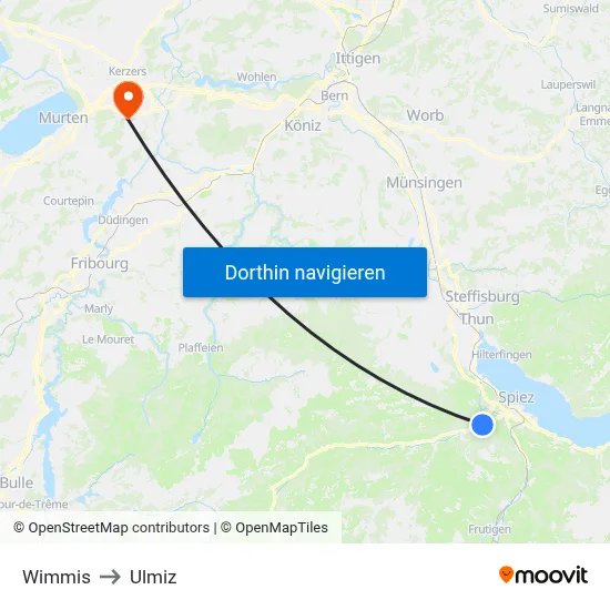 Wimmis to Ulmiz map