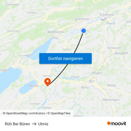 Rüti Bei Büren to Ulmiz map