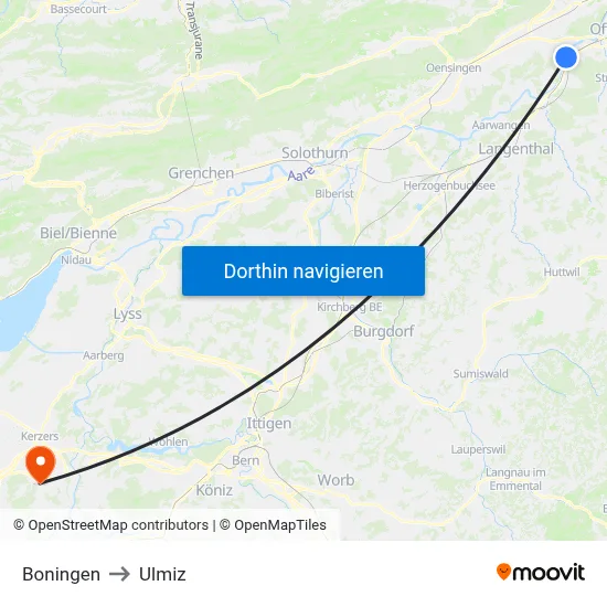 Boningen to Ulmiz map