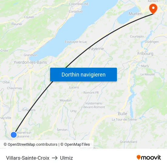 Villars-Sainte-Croix to Ulmiz map