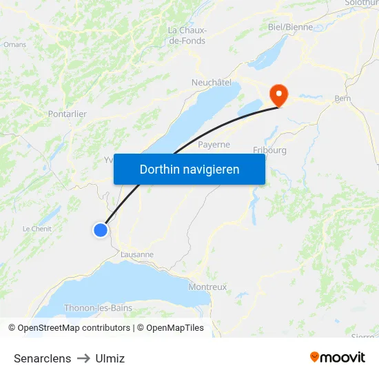 Senarclens to Ulmiz map