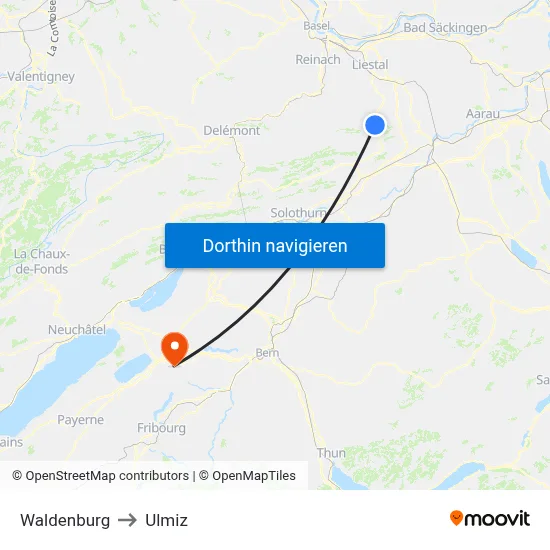 Waldenburg to Ulmiz map