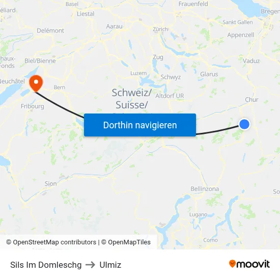 Sils Im Domleschg to Ulmiz map