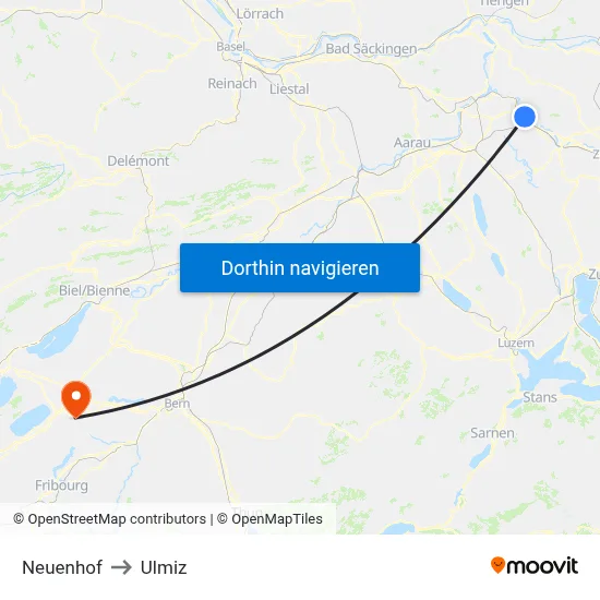 Neuenhof to Ulmiz map