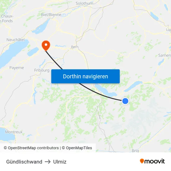 Gündlischwand to Ulmiz map